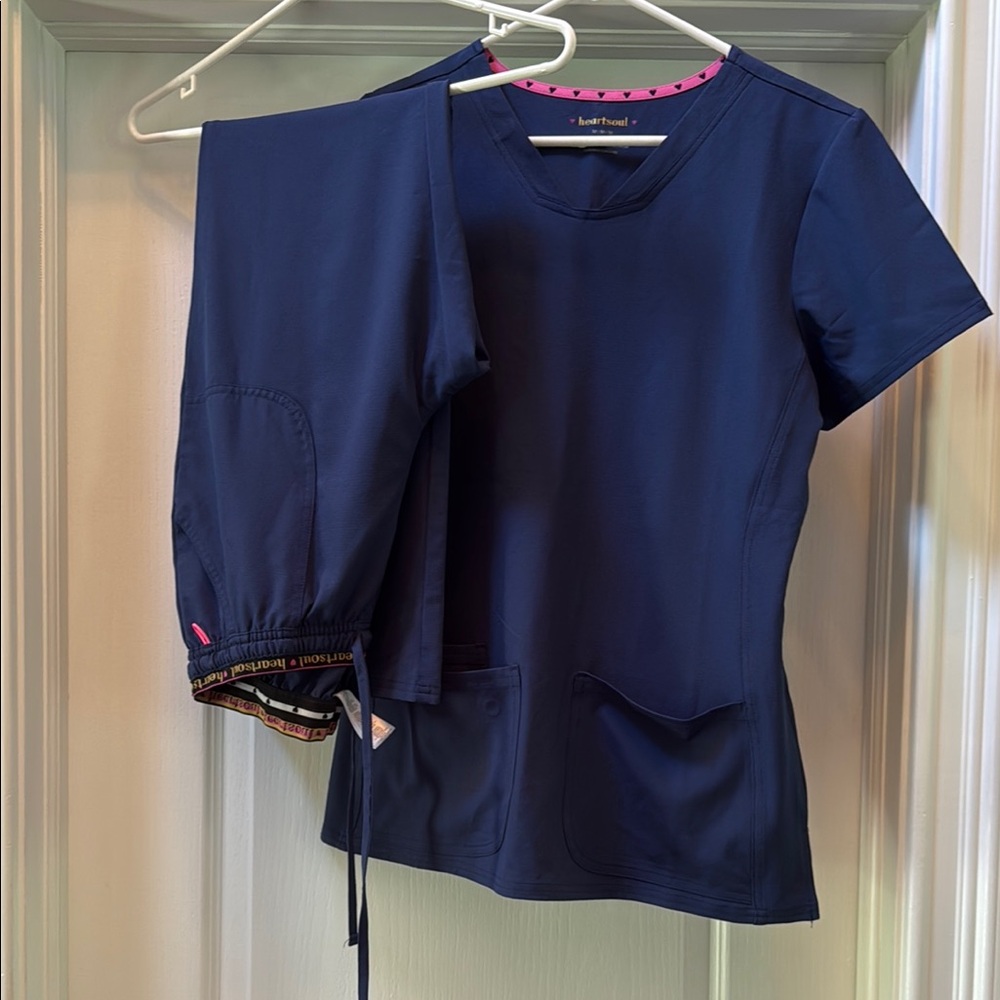 Heart Soul Navy Blue Scrub Set